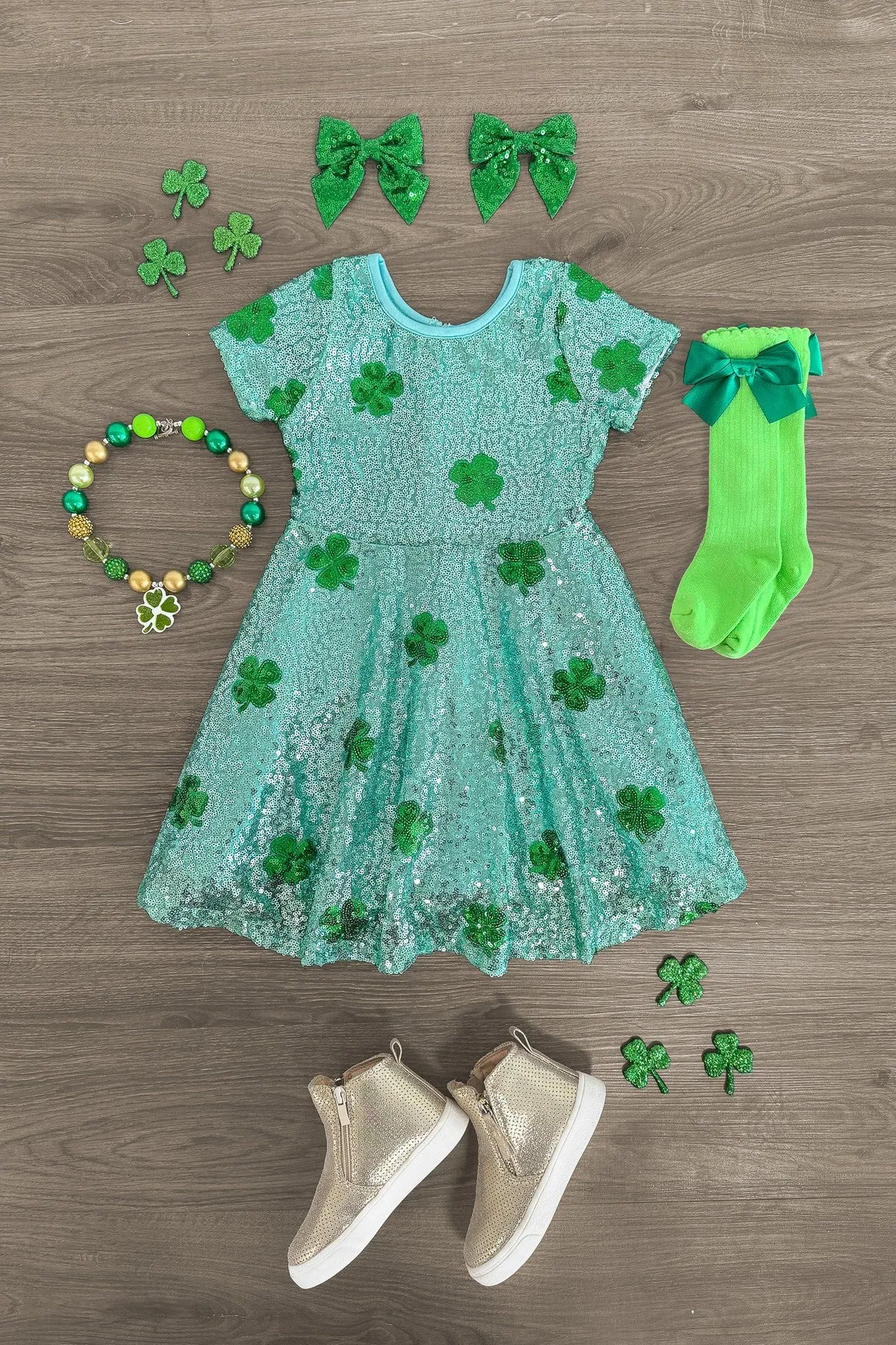 Green Sequin Shamrock Dress