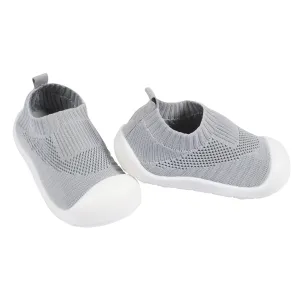 Infant & Toddler Netural Grey Stretchy Knit Slip-On Sneaker