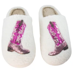 Katydid Pink Pink Sequin Kicking Boots Slippers