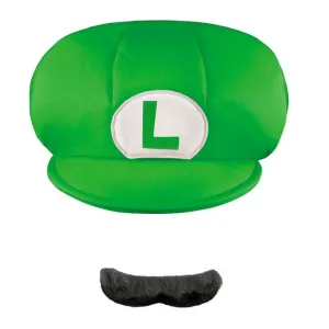 Kids Nintendo Luigi Costume Hat & Mustache