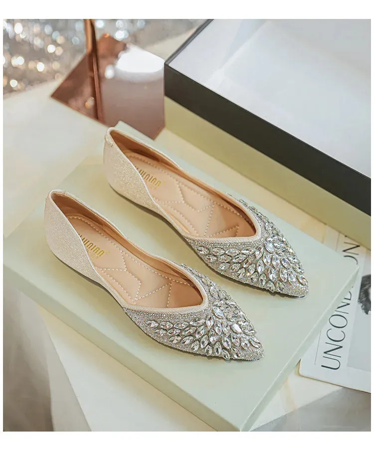 Koki's Pointed Crystal Flat Shoes