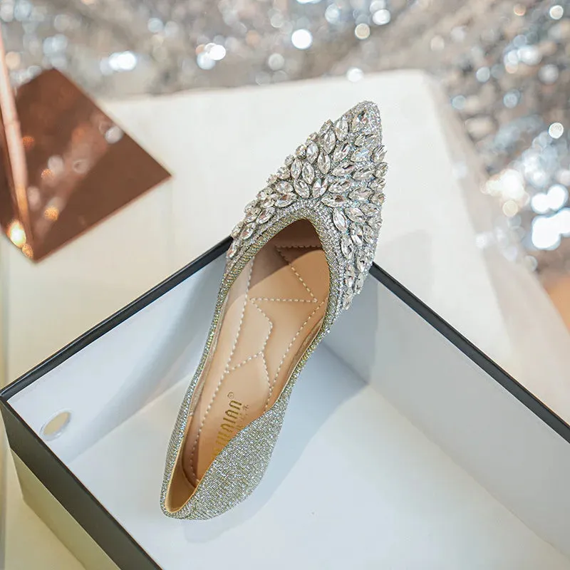 Koki's Pointed Crystal Flat Shoes