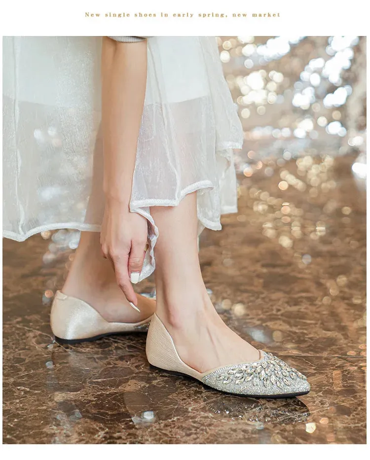 Koki's Pointed Crystal Flat Shoes