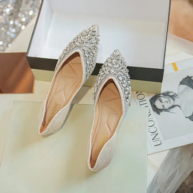 Koki's Pointed Crystal Flat Shoes