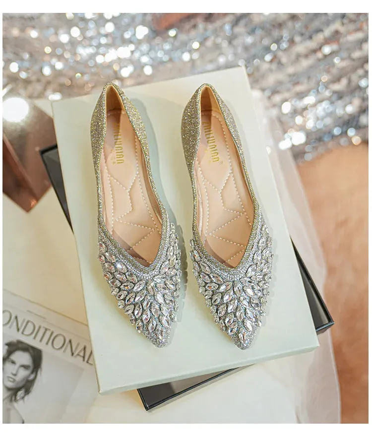 Koki's Pointed Crystal Flat Shoes