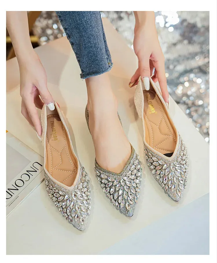 Koki's Pointed Crystal Flat Shoes