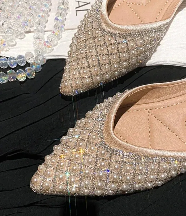 Koki's Pointed Crystal Flat Shoes