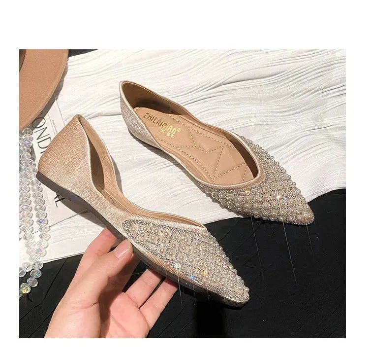 Koki's Pointed Crystal Flat Shoes