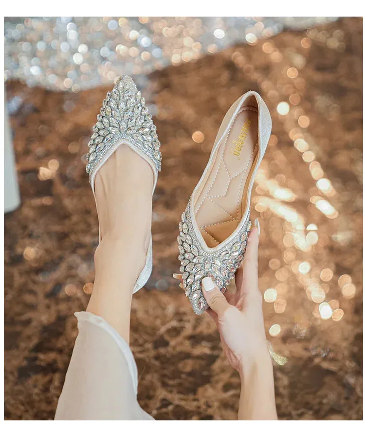 Koki's Pointed Crystal Flat Shoes