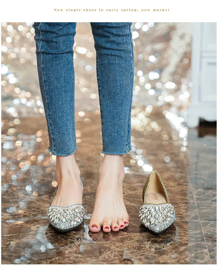 Koki's Pointed Crystal Flat Shoes