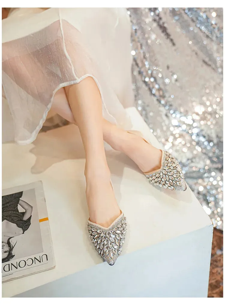 Koki's Pointed Crystal Flat Shoes