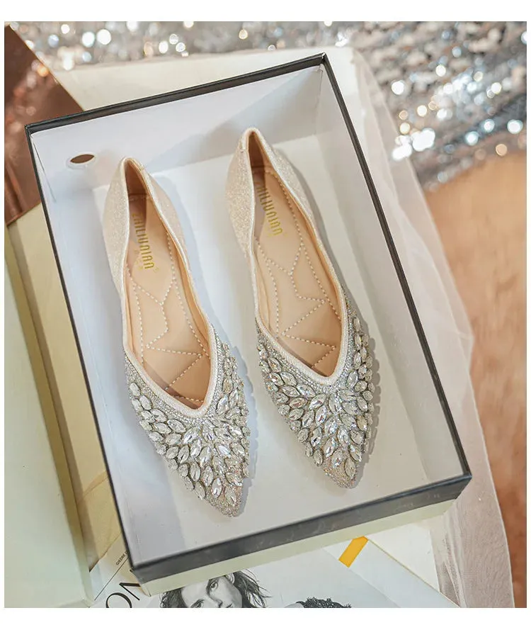 Koki's Pointed Crystal Flat Shoes