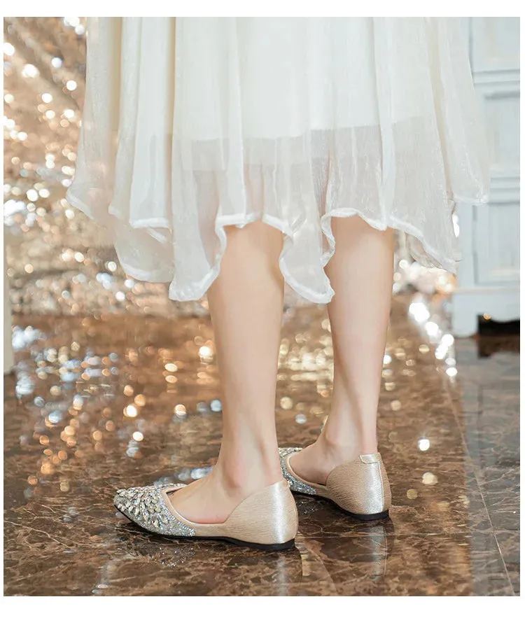 Koki's Pointed Crystal Flat Shoes