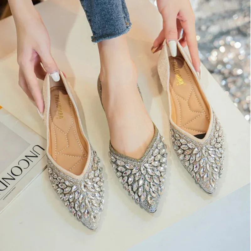 Koki's Pointed Crystal Flat Shoes