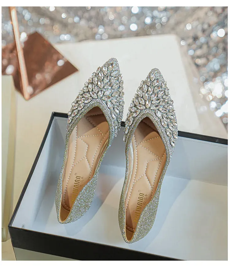 Koki's Pointed Crystal Flat Shoes