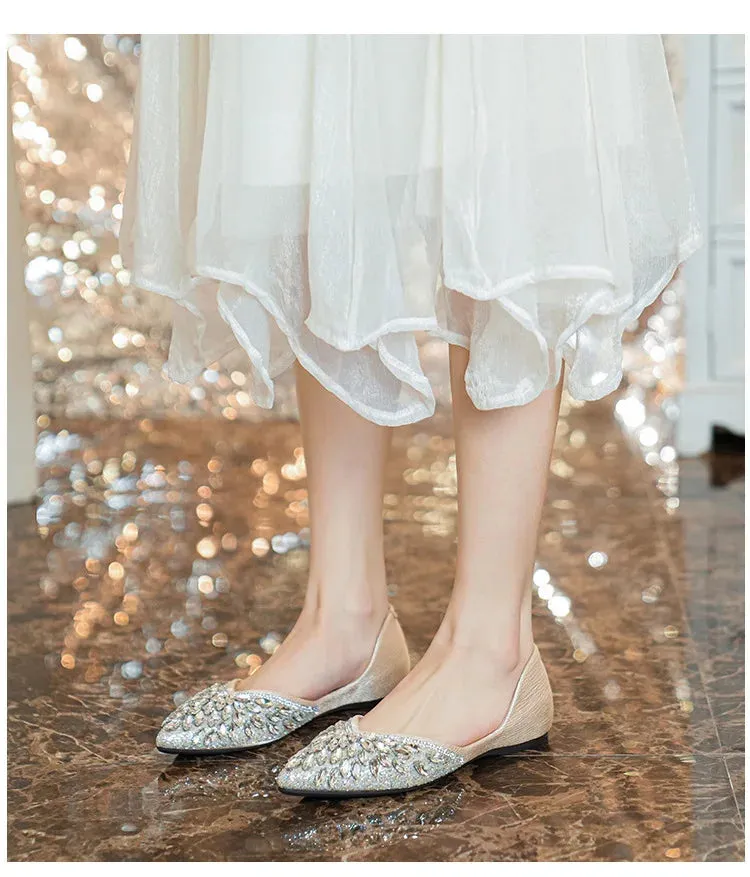 Koki's Pointed Crystal Flat Shoes