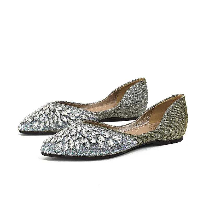 Koki's Pointed Crystal Flat Shoes