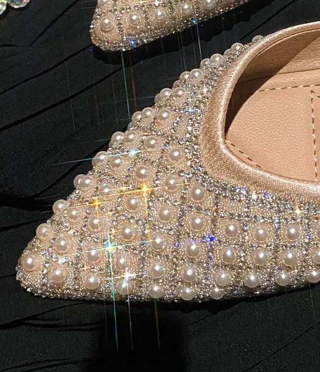 Koki's Pointed Crystal Flat Shoes