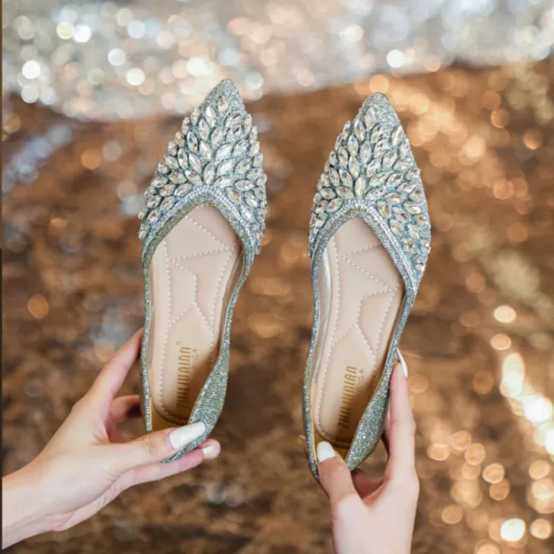 Koki's Pointed Crystal Flat Shoes