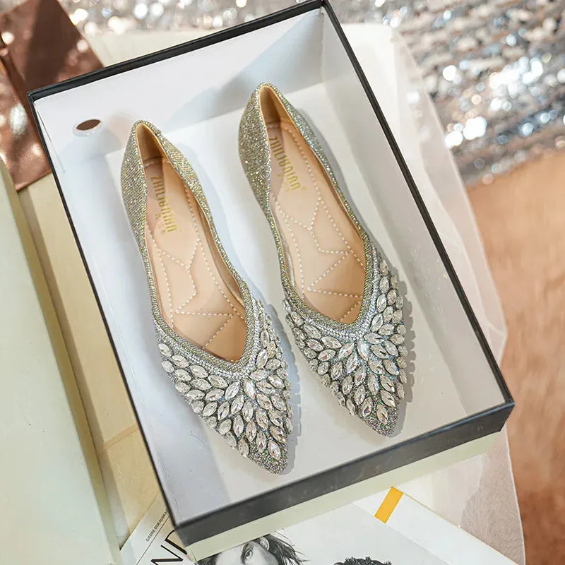 Koki's Pointed Crystal Flat Shoes