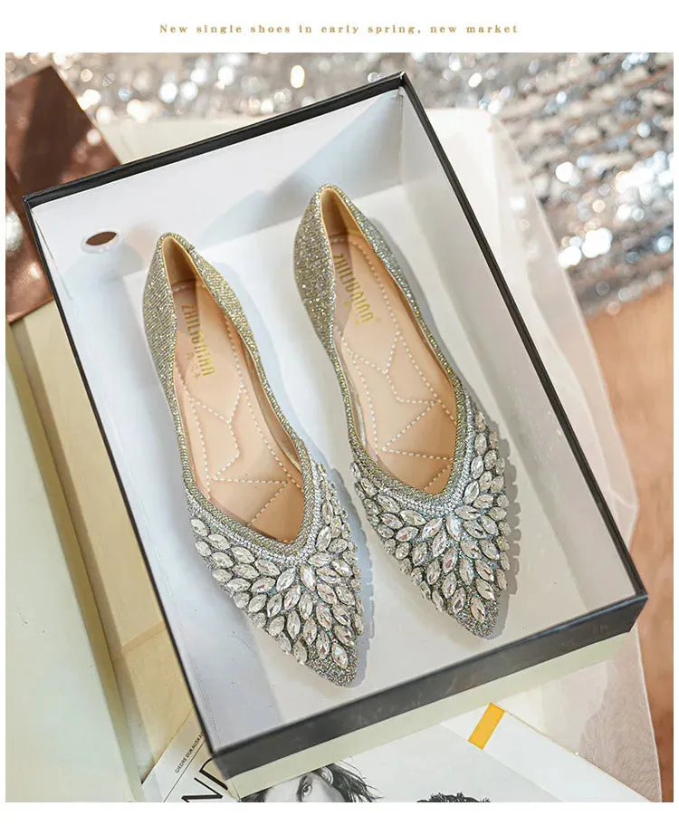 Koki's Pointed Crystal Flat Shoes