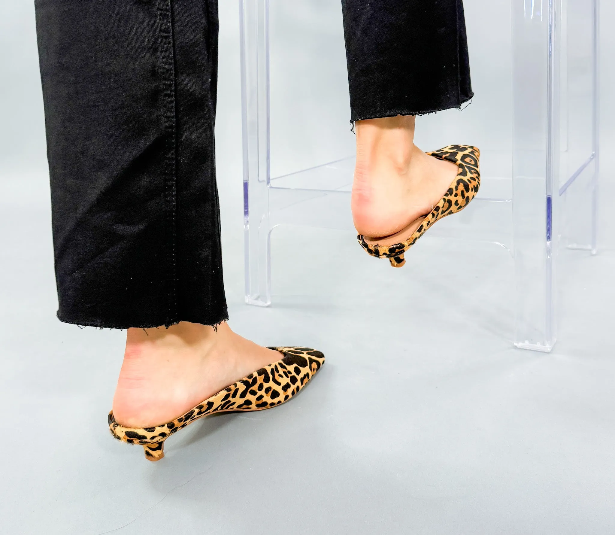 Leopard Kitten Heel Slides