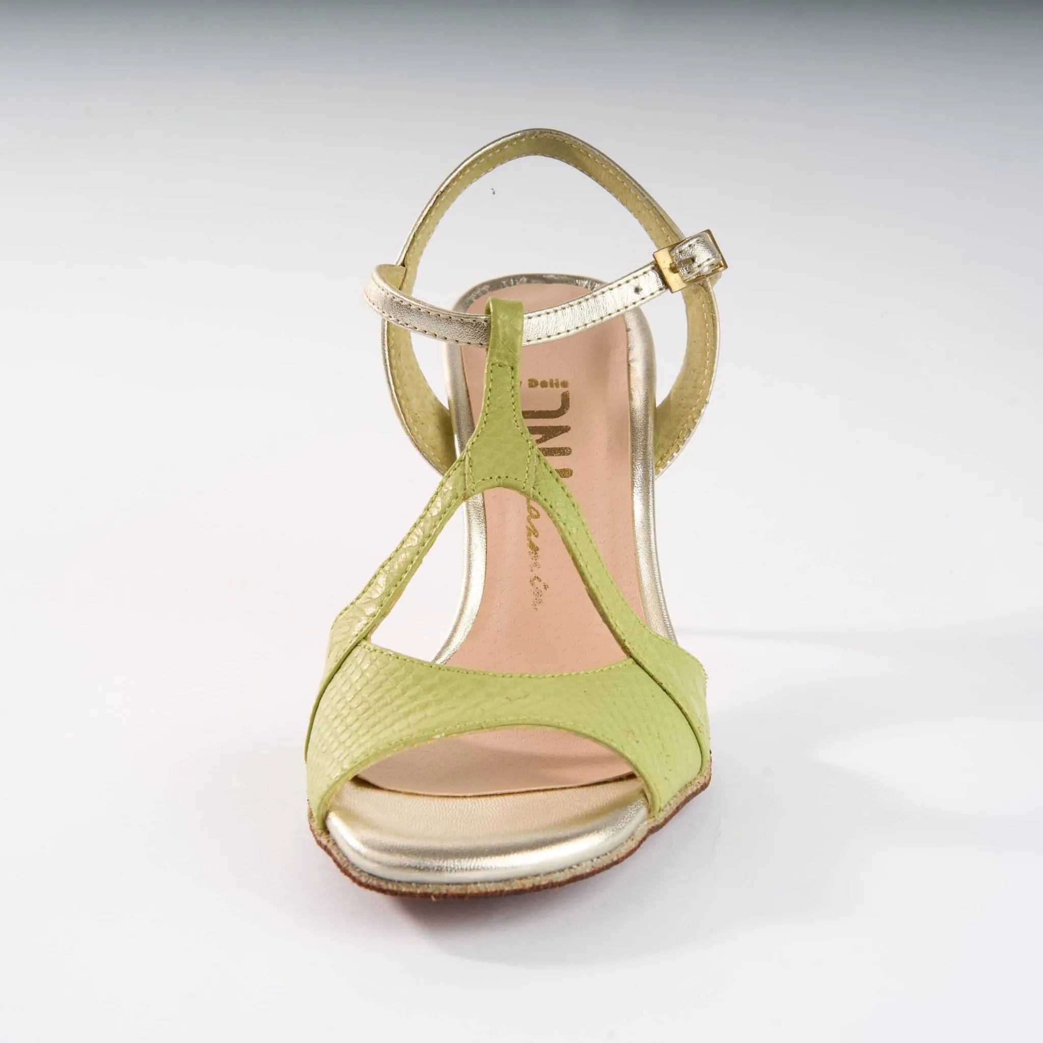 Light Green and Gold Leather - Handmade Tango Shoes - Jazmin 5003