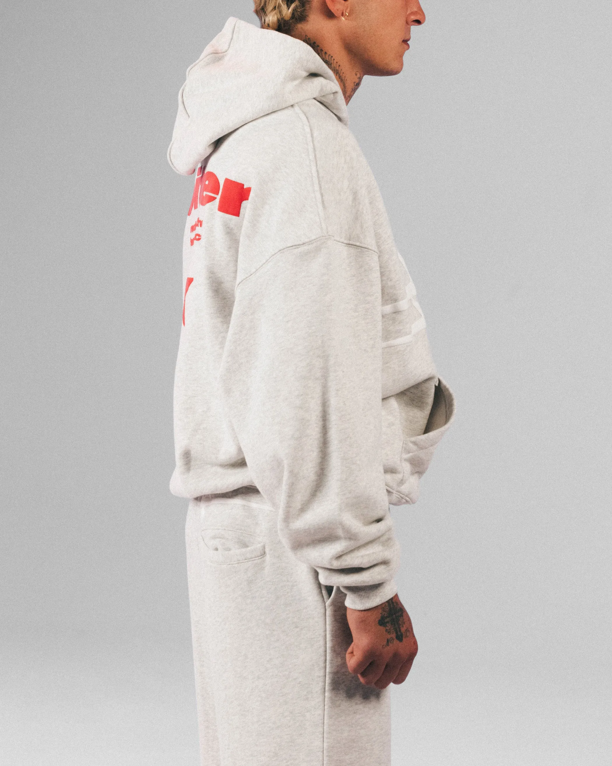 Loiter Celestial Full Zip Hoodie Light Grey Marl