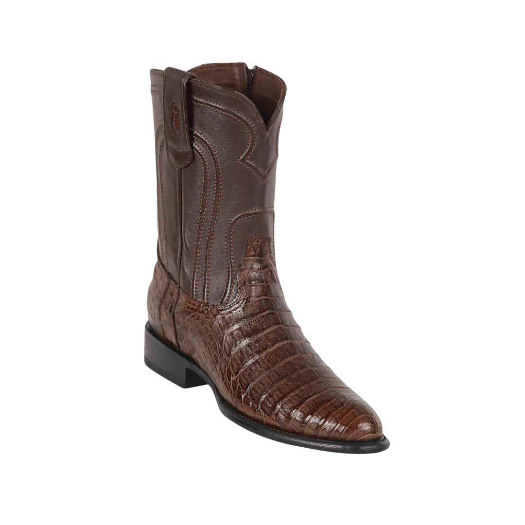 Los Altos Men's Caiman Belly Roper Brown Boots