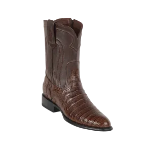 Los Altos Men's Caiman Belly Roper Brown Boots