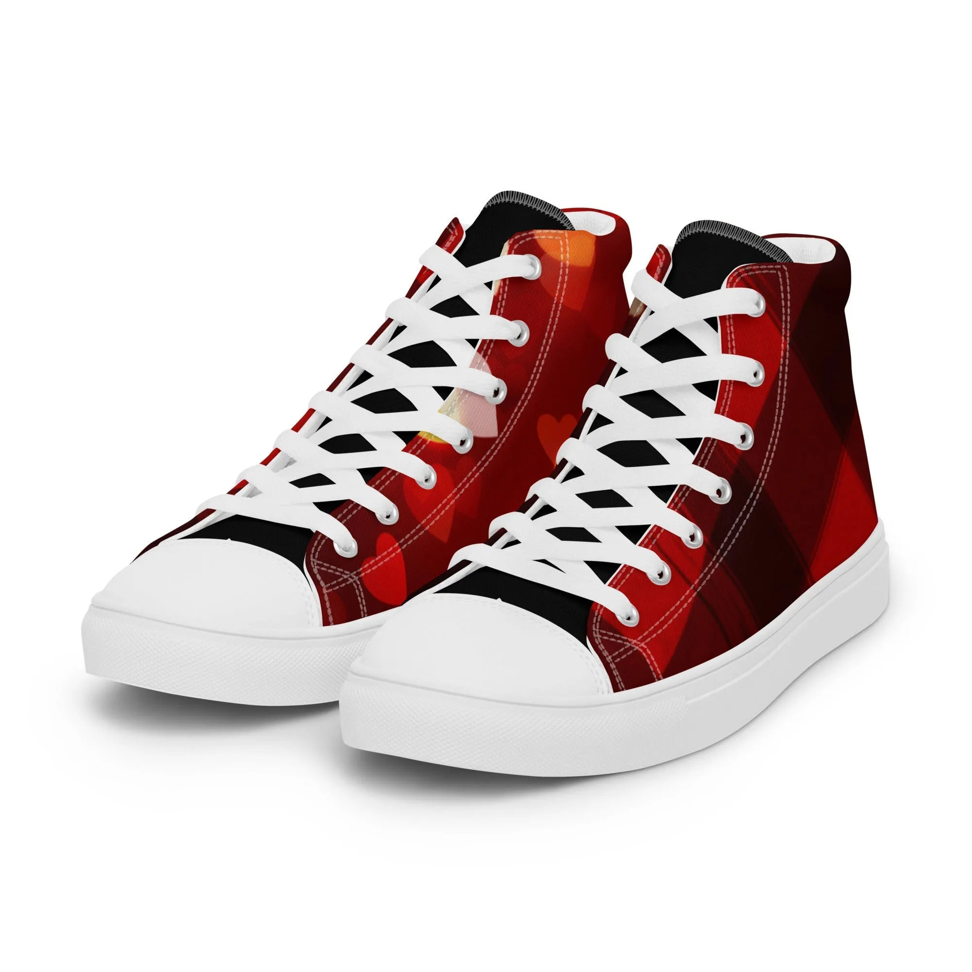 Love Stricken Women’s Lace-Up Canvas High-Top Sneakers