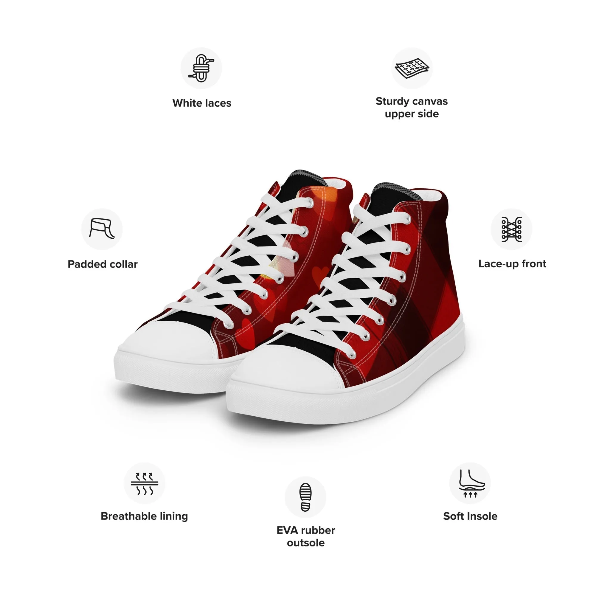 Love Stricken Women’s Lace-Up Canvas High-Top Sneakers