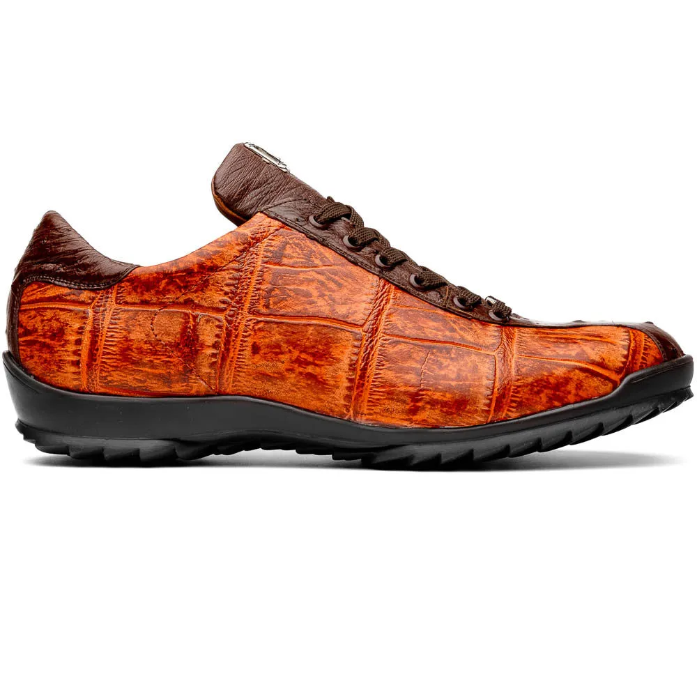 Marco Di Milano SAULO Alligator/Ostrich Brandy Fashion Sneakers