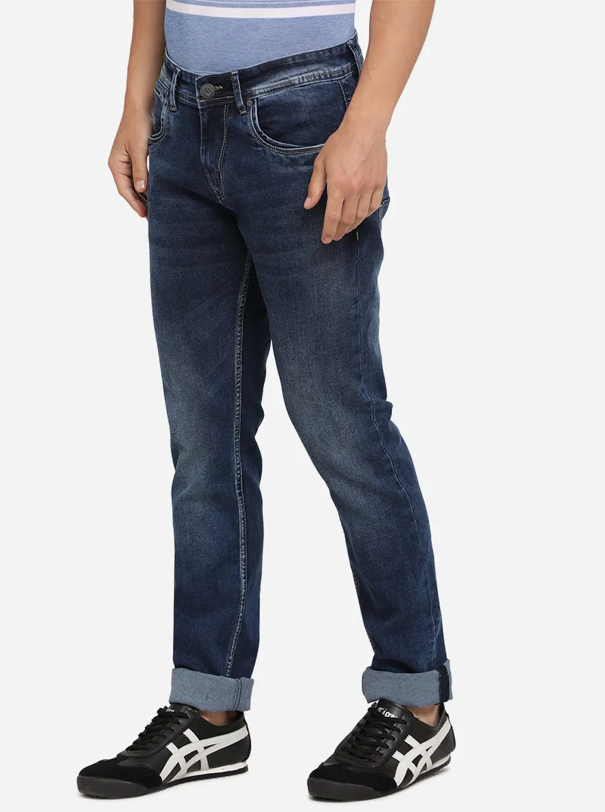 Marina Blue Solid Slim Fit Jeans | JadeBlue