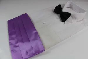 Mens Light Purple Cummerbund & Black Bow Tie Set