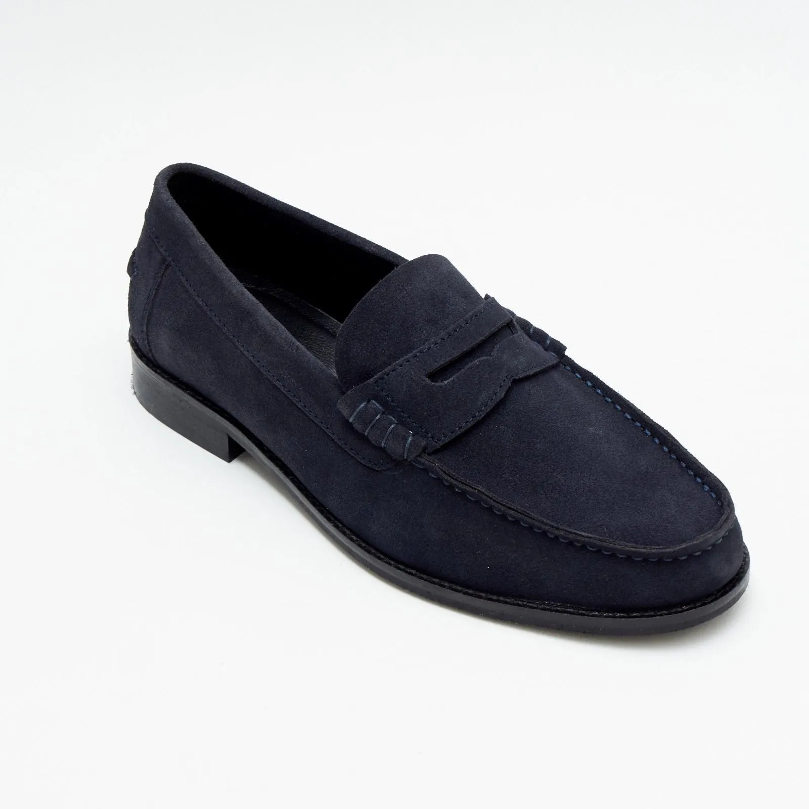 Mens Suede Casual Slip On Shoes - 17925_Navyblue Suede