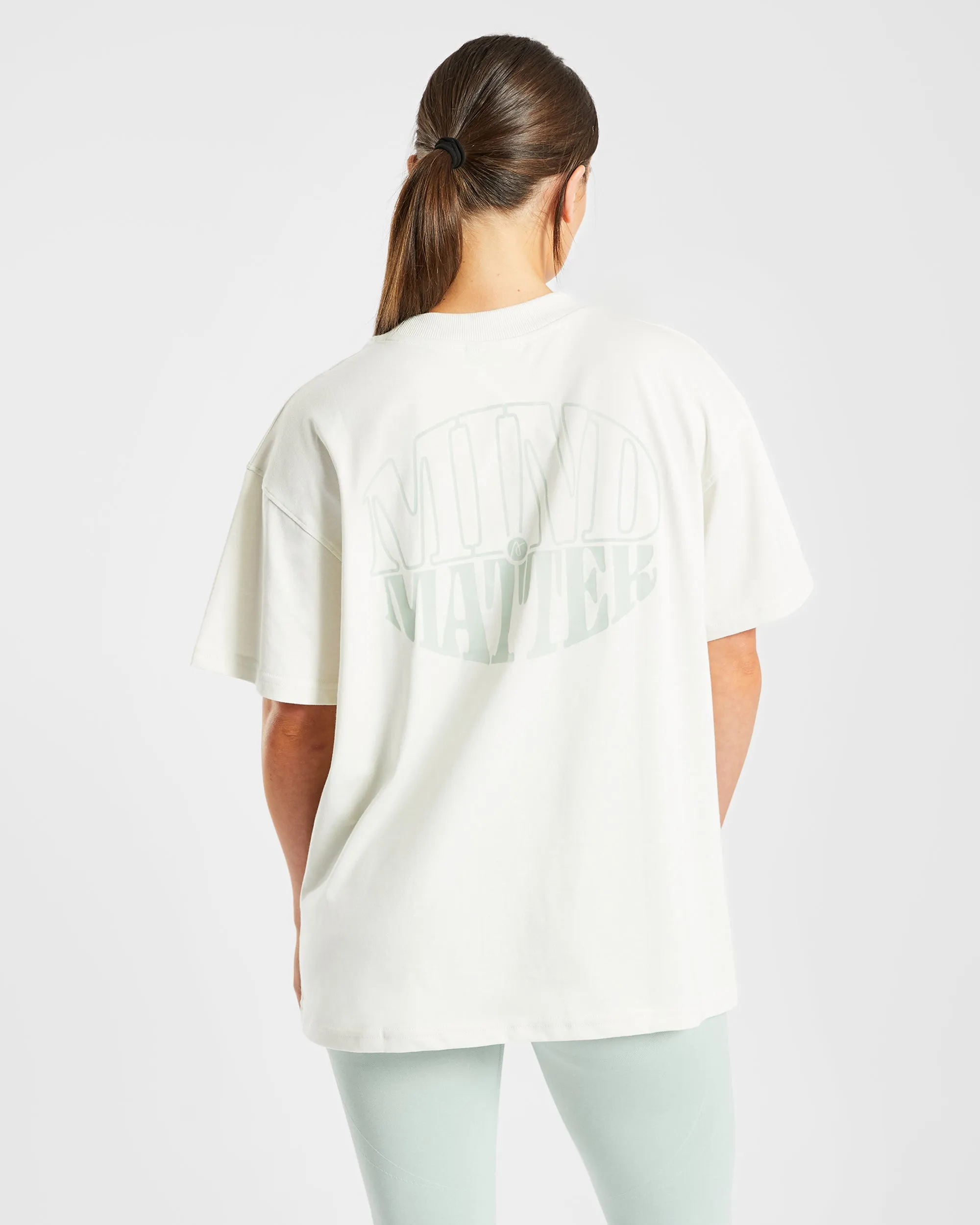 Mind Over Matter Oversized T Shirt - Beige/Green