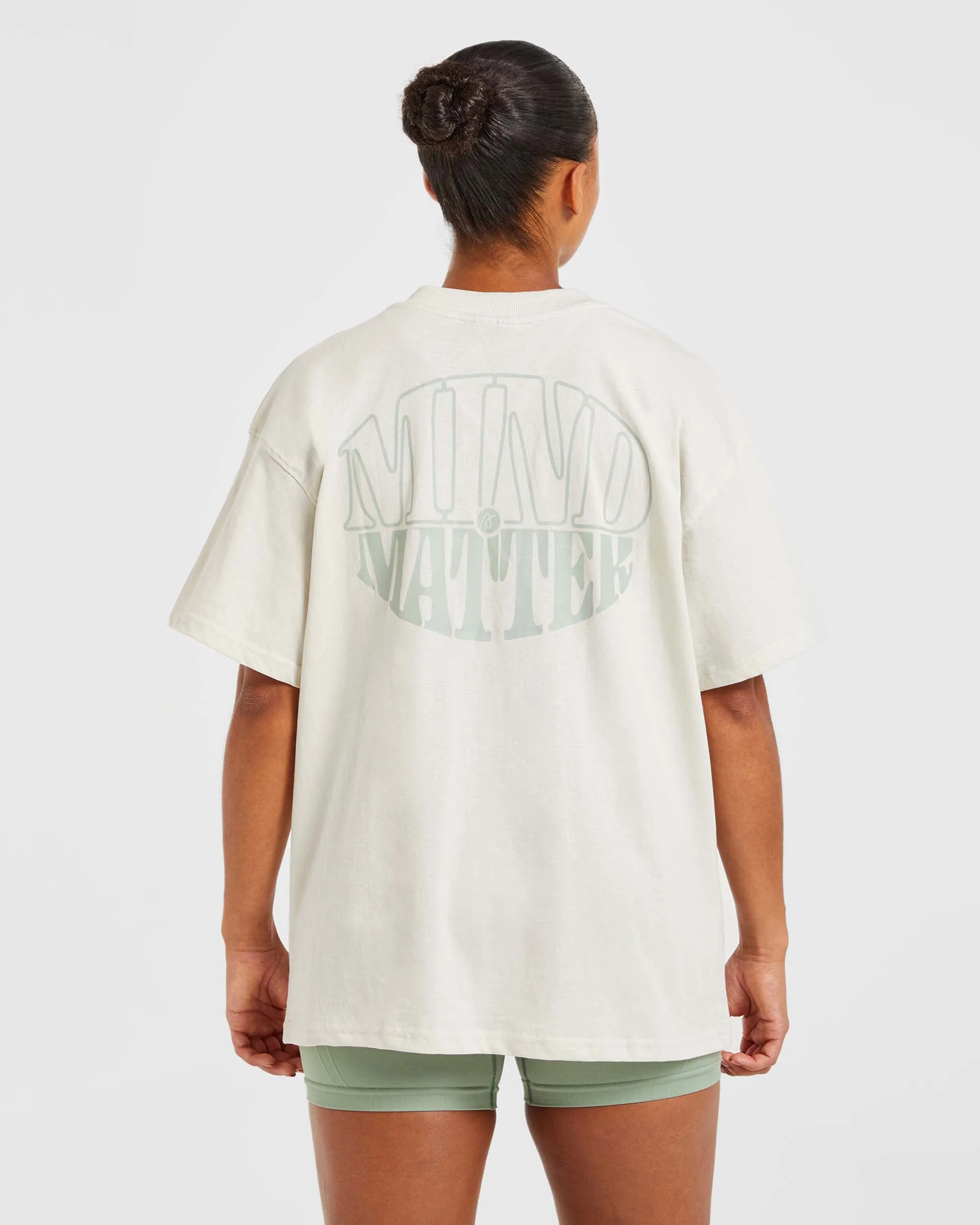 Mind Over Matter Oversized T Shirt - Beige/Green