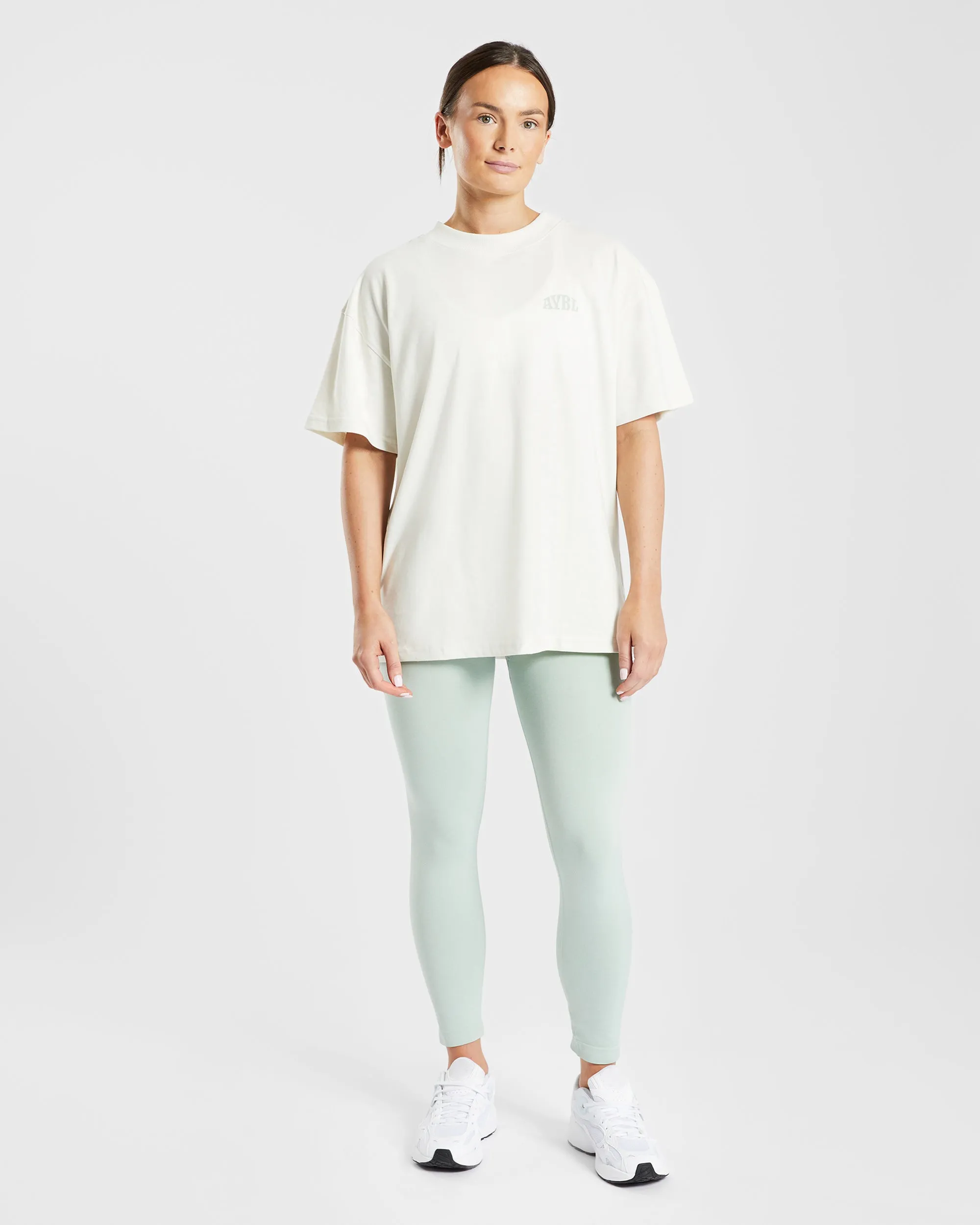 Mind Over Matter Oversized T Shirt - Beige/Green