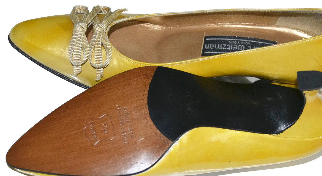 NEW vintage Stuart Weitzman golden yellow patent leather shoes 6 1/2