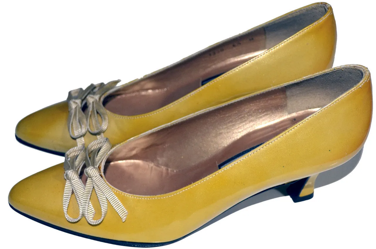 NEW vintage Stuart Weitzman golden yellow patent leather shoes 6 1/2