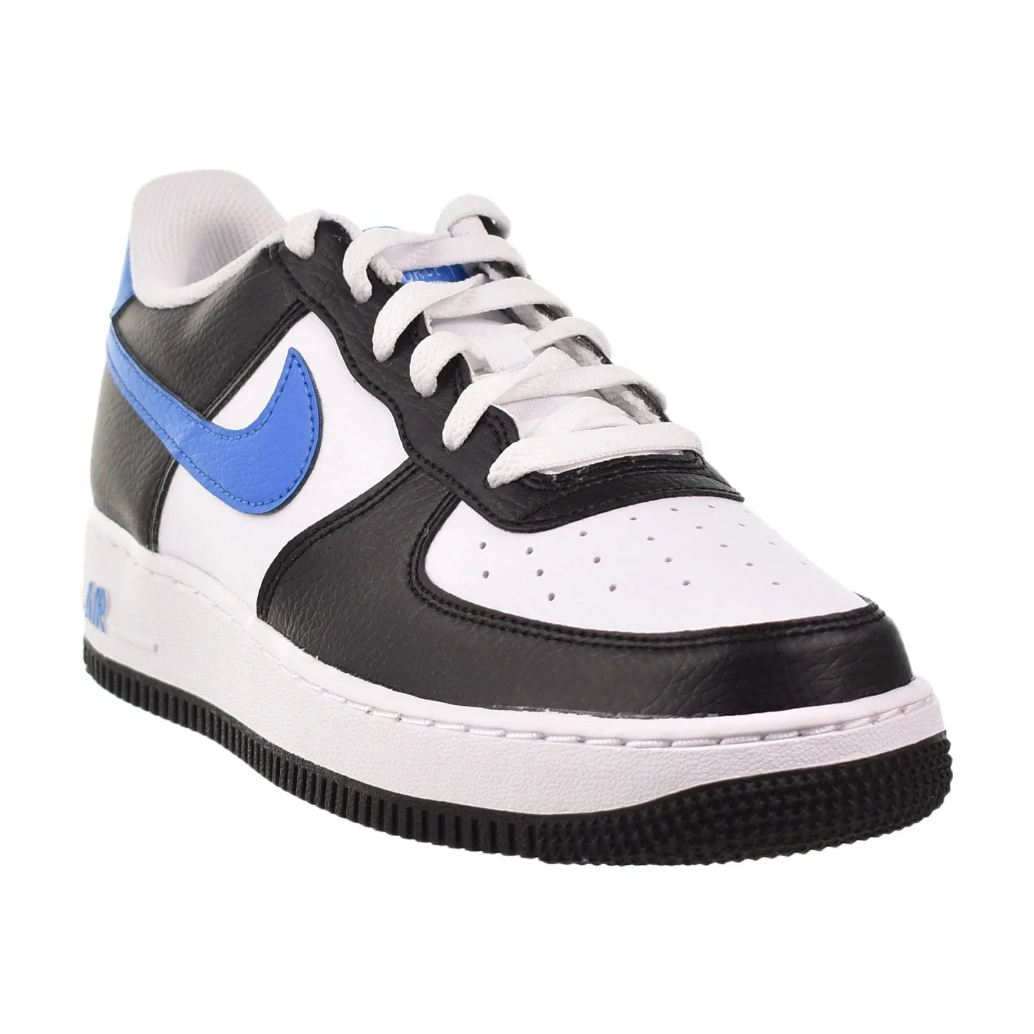 Nike Air Force 1 (GS) Big Kids' Shoes Black-White-Light Photo Blue