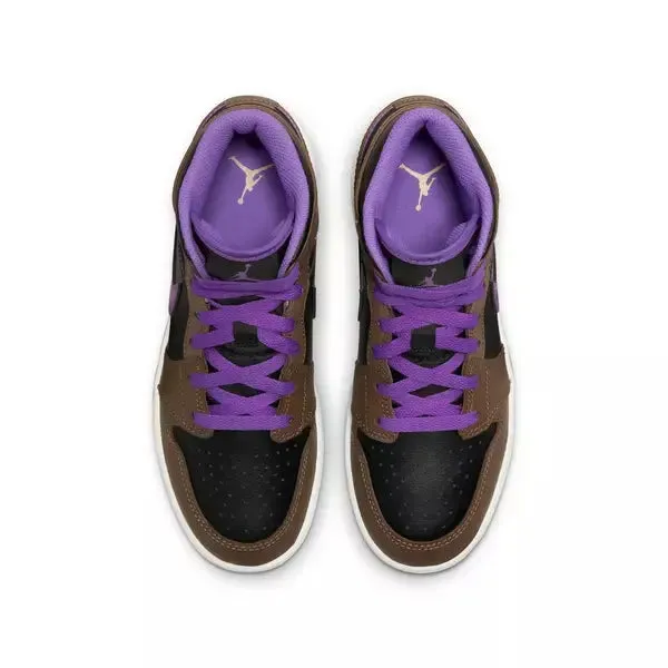 Nike Kid's Air Jordan 1 Mid Shoes - Palomino / Wild Berry / Black / White