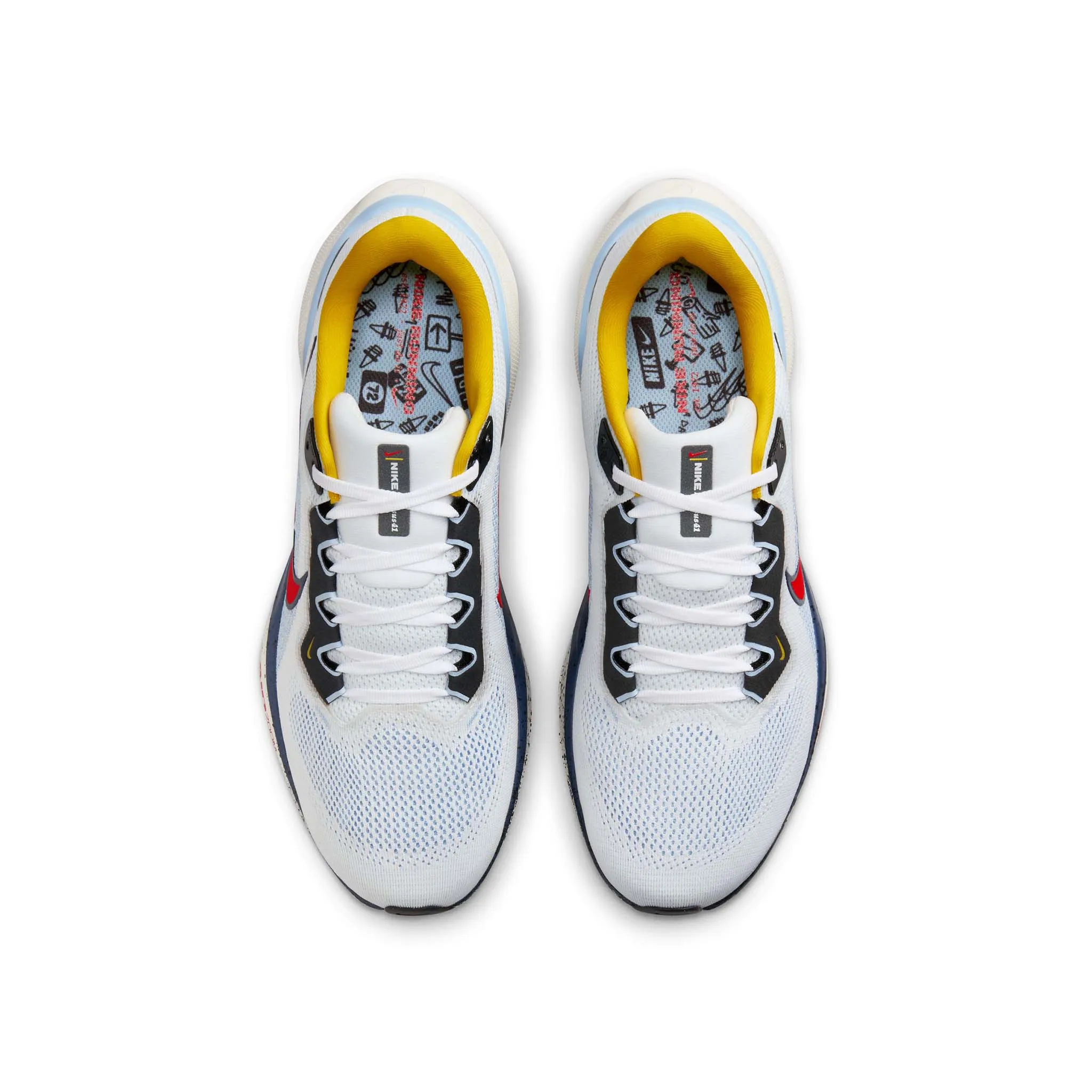 Nike | Men's Pegasus 41 Road Running Shoes - White/Speed Red-Psychic Blue