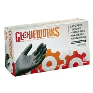 Nitrile Industrial Work Gloves, Powder-Free, Black, Men's XL, 100-Ct.