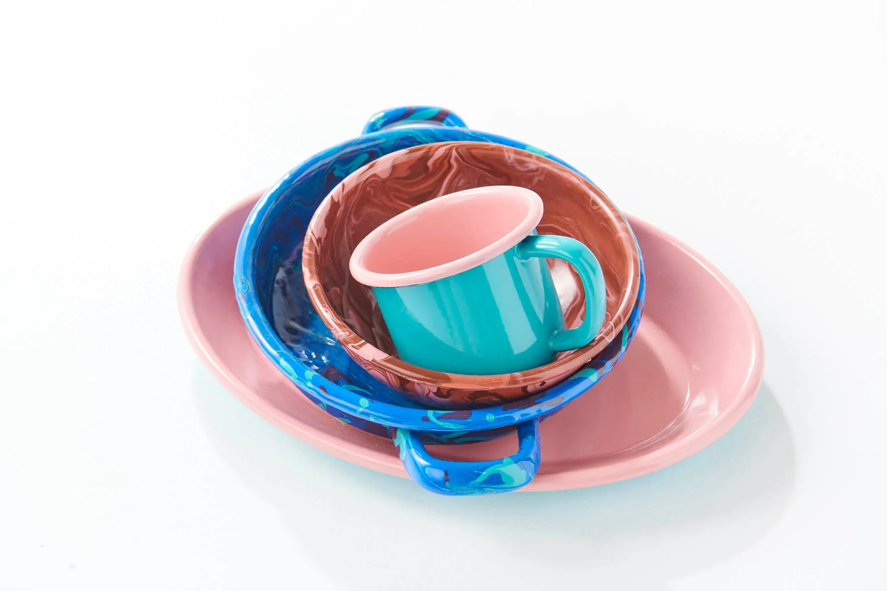 Ocean Swirl Enamel Cereal Bowl 2P Set