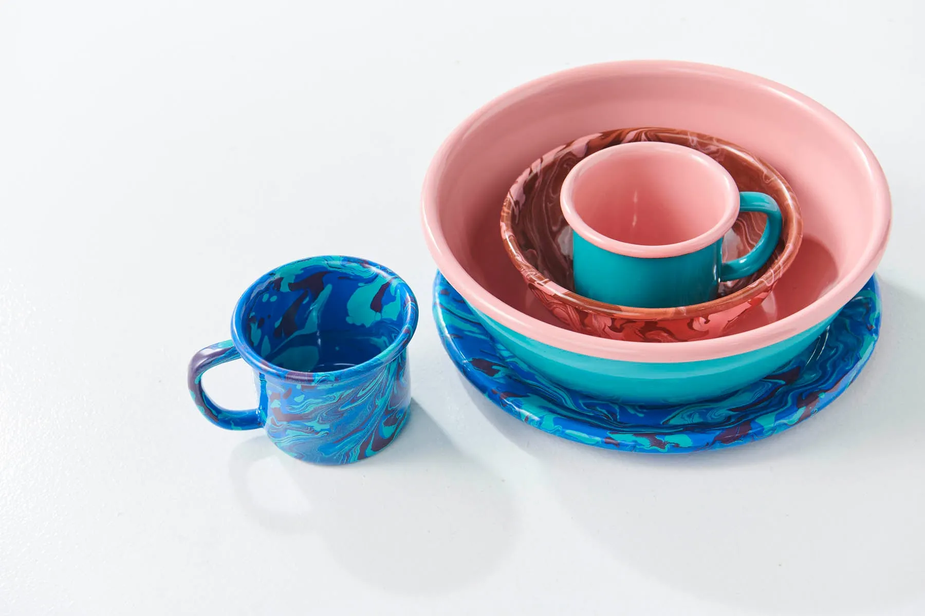 Ocean Swirl Enamel Cereal Bowl 2P Set