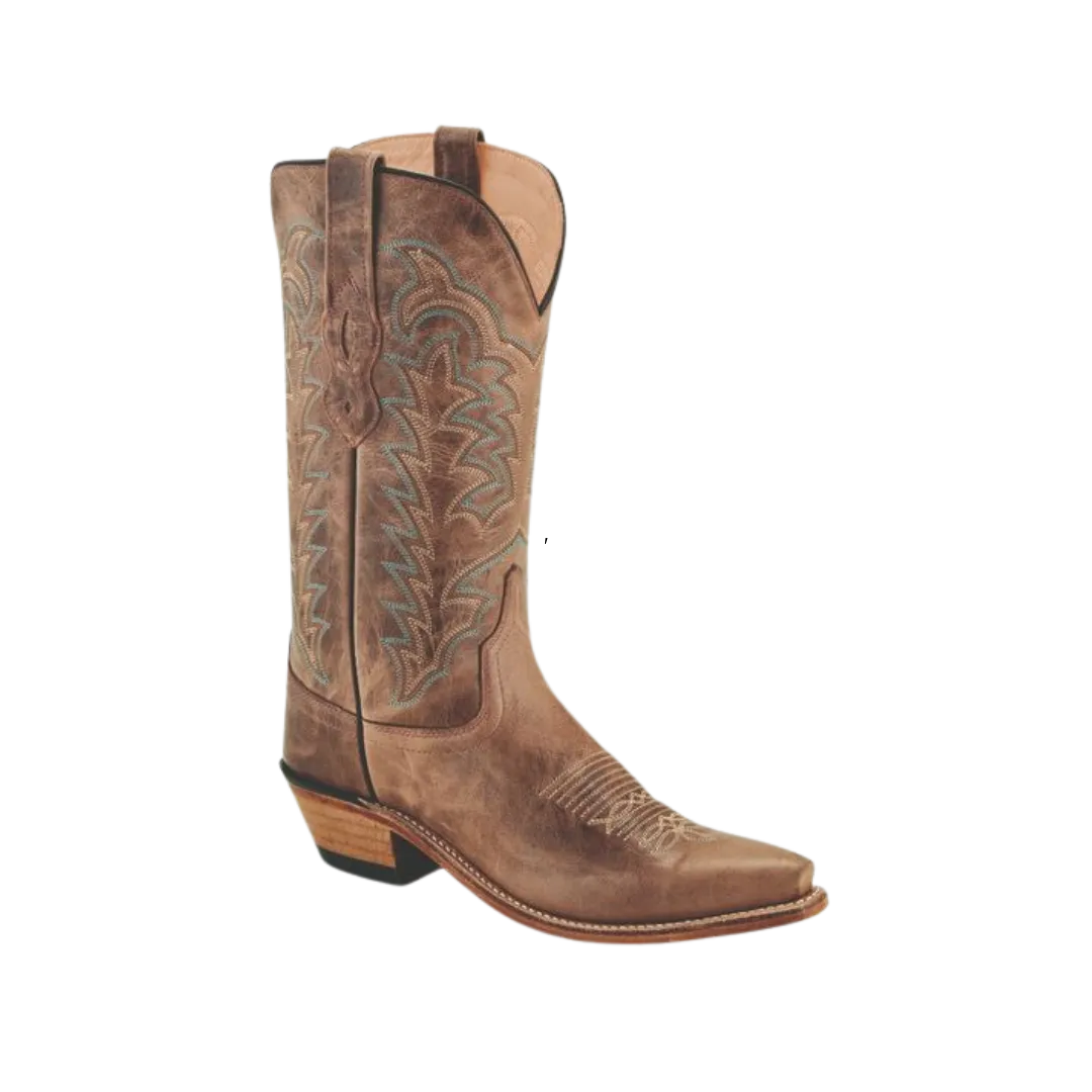 Old West Dark Tan Womens Leather Fashion Cowboy Boots