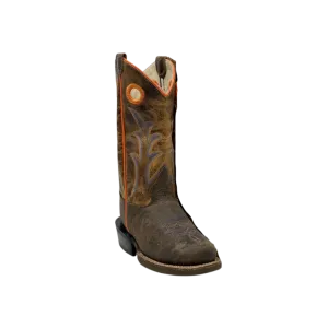 Old West Kid's Bullhide Orange Brown Boots