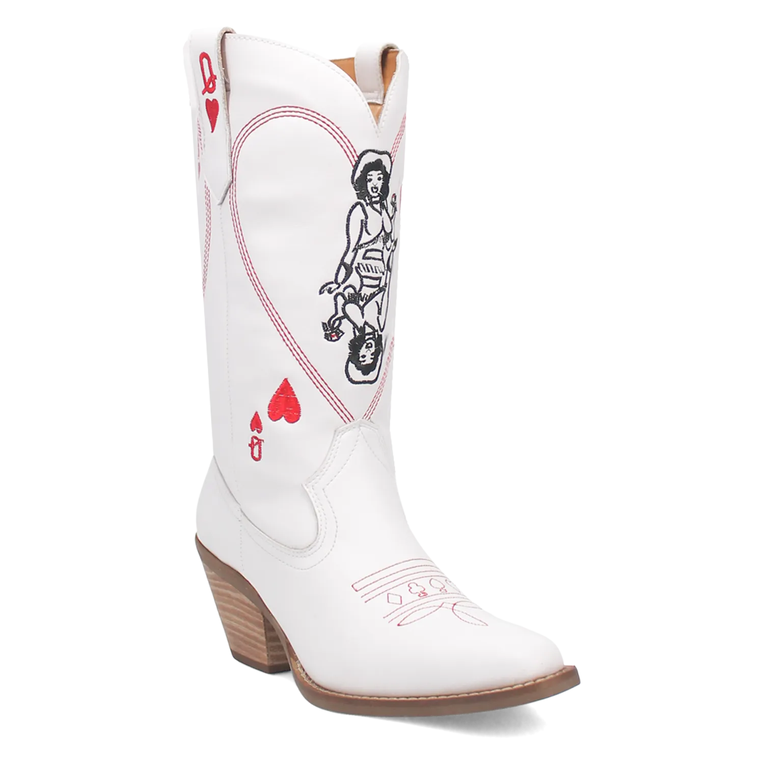 Online Exclusive | Dingo | Queen A Hearts Leather Boot in White**PREORDER